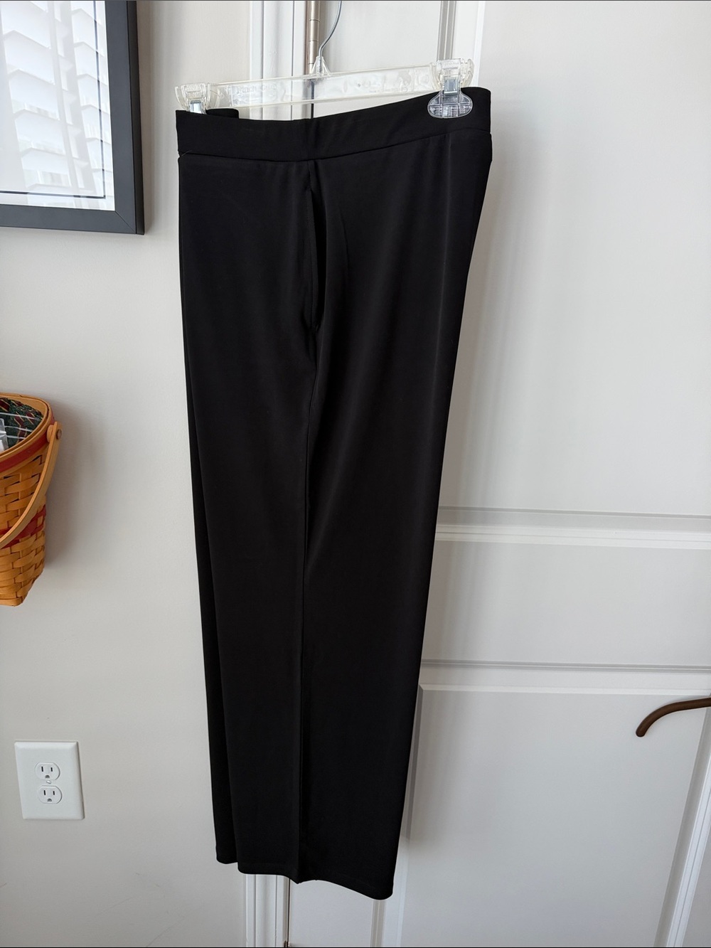 Susan Graver Black Pull-On Straight Leg Pants-Milano Knit